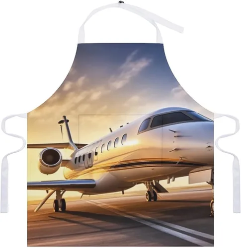Vista 7 de MUSM Apron for Adults - 27.6 X 31.5 Inch, Heavy-Duty Polyester Aprons with Two Large Pockets, Waterproof Private Plane Kitchen Apron for Cooking