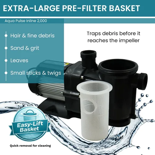Vista 3 de Half Off Ponds Bomba de estanques de 2,000 GPH para piscina y jardín, 1/3 HP Bomba de 1/3 HP de bajo consumo, 2000 GPH, motor silencioso