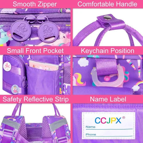 Vista 5 de CCJPX Mochila para niños y niñas, 12 y 16 pulgadas, mochila para escuela primaria, bonita bolsa de preescolar para jardín de infantes