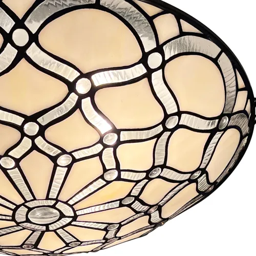 Vista 2 de ARTZONE Tiffany - Lámpara de techo de vitral, 3 luces de techo de 16 pulgadas Tiffany de montaje empotrado para dormitorio, comedor, sala de estar