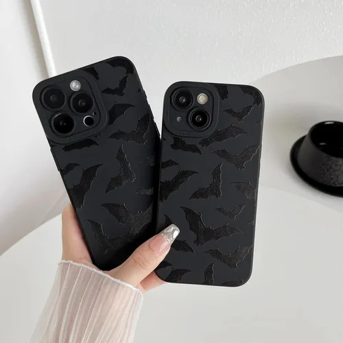 Vista 2 de FLIRACON Funda suave con diseño de murciélagos negros compatible con iPhone (negra, para iPhone 11)