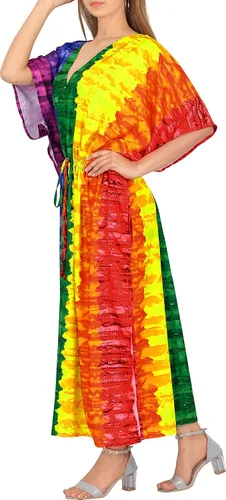 Vista 3 de HAPPY BAY Vestidos largos de playa con abertura de caftán africano para mujer