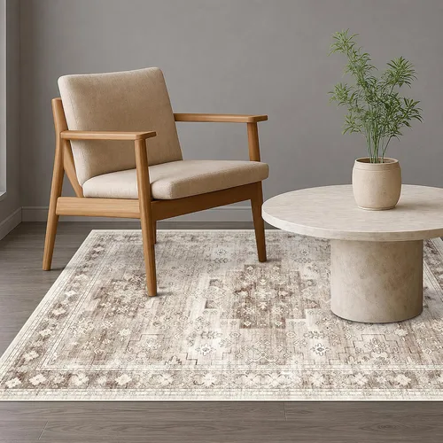 Vista 218 de Hazo Haus – Alfombra pequeña para entrada, cocina o baño, antideslizante con base de goma, resistente a las manchas y a la decoloración, diseño