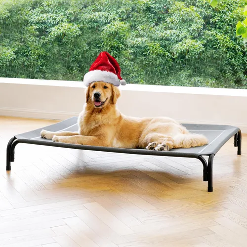 Vista 15 de Cama Elevada para Perros Catre Elevado para Perros al Aire Libre para Perros Medianos, la Instalación No Requiere Herramientas, Marco con Malla