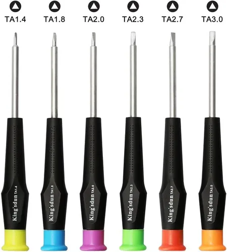 Vista 2 de Juego de destornilladores de cabeza triangular completa para juguetes electrónicos, 7 piezas de tornillos de seguridad triangulares Kit