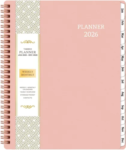 Vista 11 de Agenda 2026 – enero 2026 – diciembre 2026, 8 x 10 pulgadas, planificador calendario 2026, planificador semanal y mensual encuadernado en espiral