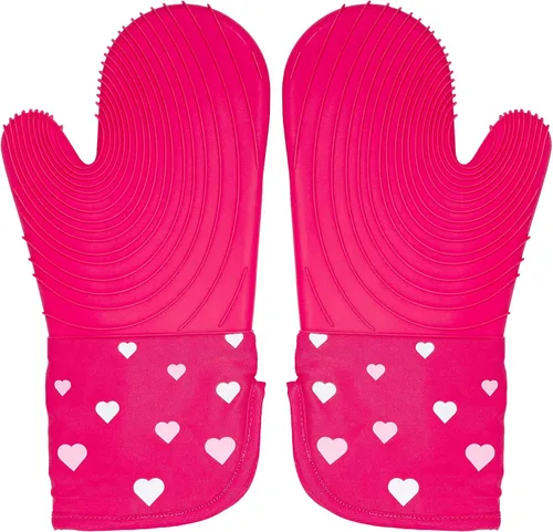 Vista 10 de Paris Hilton Juego de manoplas para horno con diseño icónico de That's HOT, agarraderas resistentes al calor con agarres de silicona texturizada