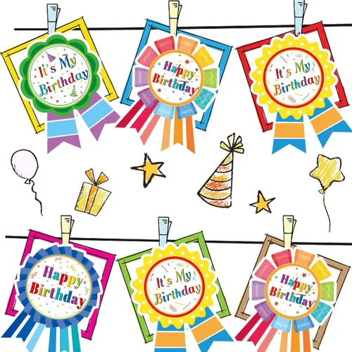 Vista 5 de Fancy Land Pegatinas de feliz cumpleaños para niños, regalos de cumpleaños