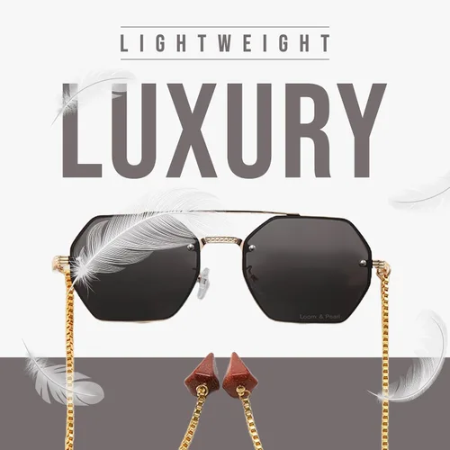 Vista 5 de Loom&Pearl Gafas de sol con patillas de cadena, colgantes de piedra únicos, lentes de cadena con agarre antideslizante en las orejas Pince-nez