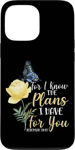 Vista 23 de iPhone 16 Christian Bible Verse Butterfly Rose Flower Jeremiah 29:11 Case