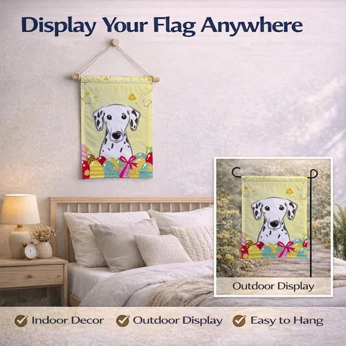 Vista 440 de Caroline's Treasures BB1923GF Bandera decorativa para jardín con diseño de Border Collie, para caza de huevos de Pascua, para jardín, jardín, patio