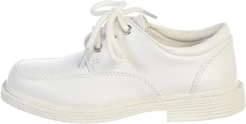 Vista 4 de Lito Children's Wear Zapatos de vestir para niños, con cordones, para boda, graduación, formal, mate, Blanco