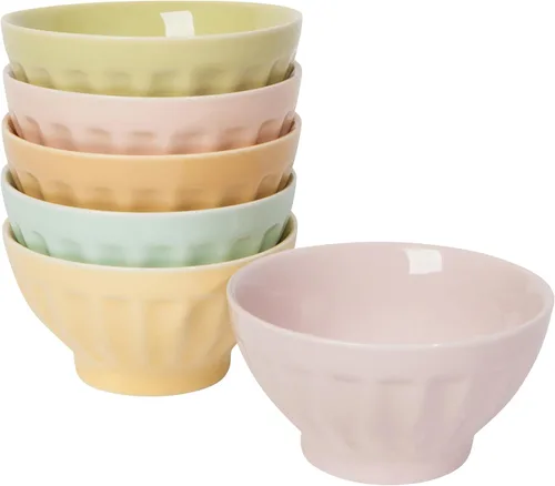 Vista 8 de Now Designs Flora - Cuencos de cerámica para helados, juego de 4, 8 onzas