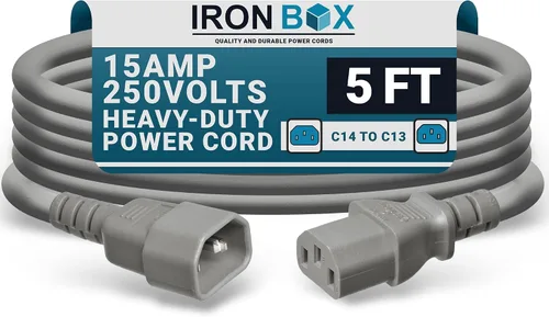 Vista 74 de IronBox Electric - Cable de Alimentación C14 a C13 de Servicio Pesado, 15A, 250V, Cable de Extensión para Computadora 14/3 AWG - Cables