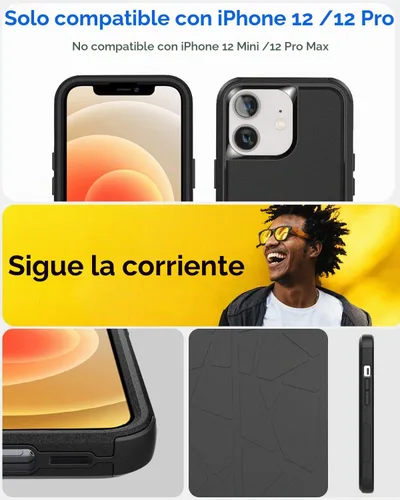 Vista 2 de AICase Funda resistente para iPhone 12/iPhone 12 Pro, protección de grado militar duradera de 3 capas apta para bolsillos, cubierta protectora a