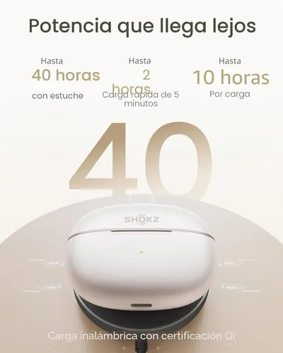 Vista 7 de SHOKZ OpenDots 2 - Auriculares con clip de oreja abierta, color blanco Blanco perla