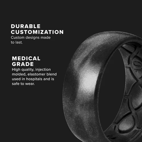 Vista 3 de Groove Life - Anillo de boda de goma transpirable para hombres, de silicona sólida, diseño único, anillo de ajuste cómodo