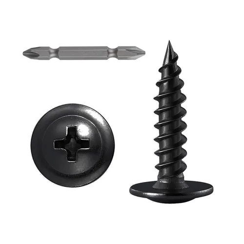 Vista 18 de Tornillos WenSilon #4×1" de cabeza de armadura Phillips para madera con galvanizado negro, autorroscantes para metal rápido.