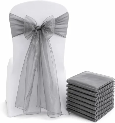 Vista 16 de Juego de 10 lazos para sillas con lazos para atar en la parte trasera, artículos decorativos para bodas, recepciones, eventos, banquetes, sillas