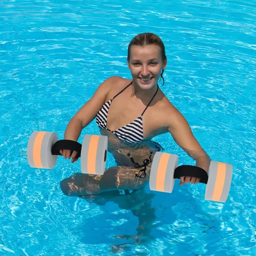 Vista 5 de Pesas de agua para ejercicio de piscina, 2 unidades, mancuernas de agua, aeróbicos, pesas de piscina, pesas acuáticas de resistencia ligera