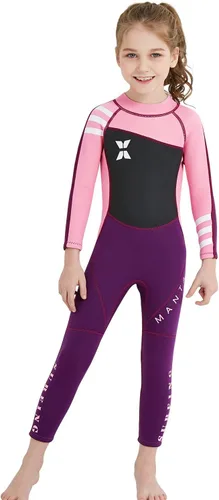 Vista 22 de DIVE & SAIL Traje de neopreno de 0.098 in para niños, manga larga, protección UV, traje de baño térmico