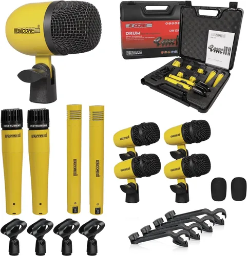 Vista 10 de 5 CORE Juego de micrófonos de batería de 9 piezas con 5 micrófonos de percusión dinámicos Kick Bass, Tom/Snare y 4 condensadores Hi Hat & Platillos
