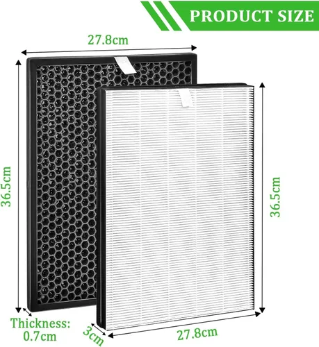 Vista 2 de FY1413/40 Active Carbon y FY1410/40 HEPA Juego de filtros de repuesto compatible con Phil-lips Purfier Series 1000 1000i, reemplaza AC1214 AC1215