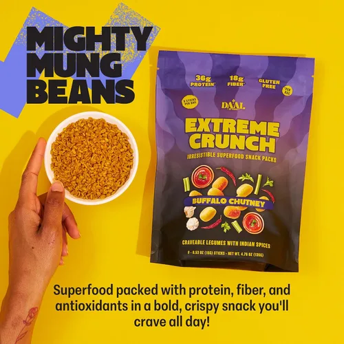 Vista 5 de Daal By Keen Aperitivos crujientes de frijol mungo – Chutney de búfalo – Proteína vegetal, alta en fibra, sin gluten, sin nueces – Mezclar