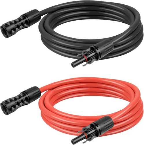 Vista 20 de Cable de Extensión Solar de 8 AWG 3 Pies Negro + 3 Pies Rojo, Cable de Panel Solar de Calibre 8 Macho a Hembra Alambre de Cobre Estañado para Panel