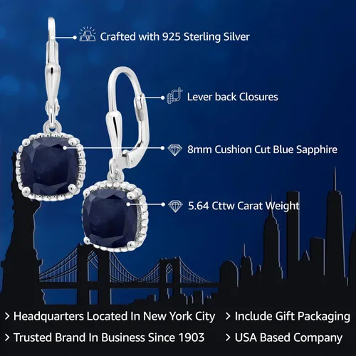 Vista 44 de Gem Stone King Aretes colgantes de plata de ley 925 de 0.315 pulgadas para mujer