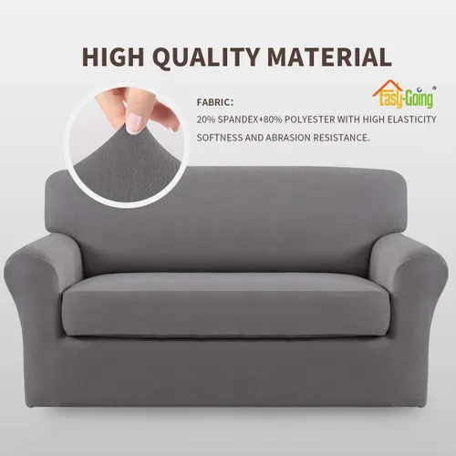 Vista 3 de Easy-Going - Funda elástica de microfibra de 2 piezas para sofá, funda suave de elastano, lavable, parte inferior elástica, protector para niños