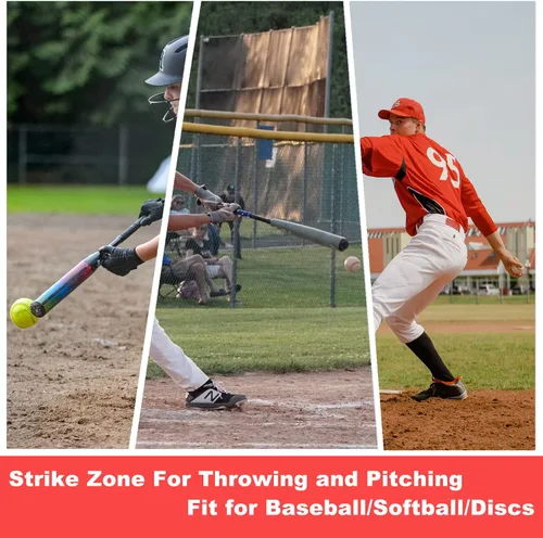 Vista 6 de Objetivo Strike Zone para red de béisbol y softbol, objetivo de práctica para lanzamiento, golpeo, bateo y atrapada, ayudas de entrenamiento