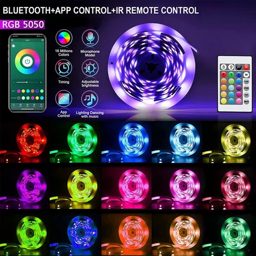 Vista 5 de GUPUP Luces LED WiFi de 50 pies, tira de luces LED controladas por aplicación inteligente, compatible con dispositivos Alexa y Google Assistant
