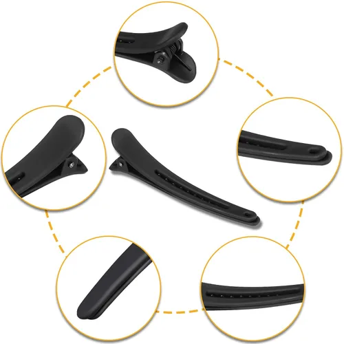 Vista 5 de Geosar - 24 pinzas de seccionamiento de pelo, pinzas de plástico para el cabello, color negro