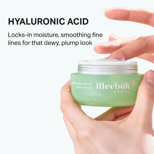 Vista 5 de Meebak Cica Gel hidratante facial Crema de agua ligera hidratante con ácido hialurónico y colágeno vegano Gel refrescante de absorción rápida