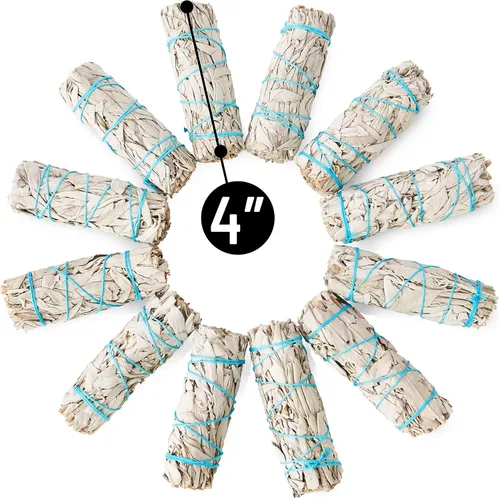 Vista 4 de JL Local - Manojo de salvia blanca de 9 pulgadas, varita de incienso extragrande para limpias, purificación, curación, meditación, yoga, bendición