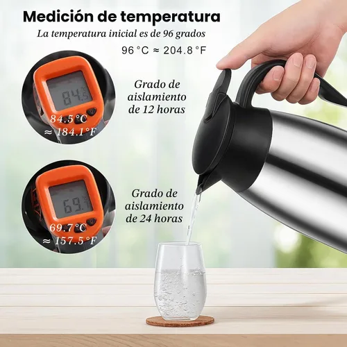 Vista 7 de Jarra de café aislada de 60 onzas, paquete de 2, jarra térmica de acero inoxidable 304 Premium 304 stainless steel 60oz thermal carafes keep