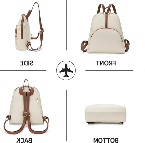 Vista 6 de seyfocnia Mochila de viaje para mujer beige, Beige, Computadora portátil