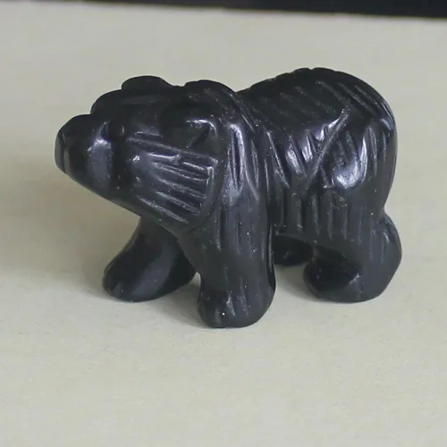 Vista 3 de Figura de oso de cristal tallada a mano, estatua de animal tallada en oficina, decoración del hogar, 1.5 pulgadas (obsidiana negra)