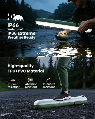 Vista 8 de Luces solares para campamento recargables, 4 modos de iluminación, lámpara inflable impermeable IP66 para senderismo, mochileros, supervivencia