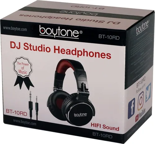 Vista 7 de Boytone BT-10RD - Auriculares con cable sobre la oreja, monitor de estudio y mezcla de auriculares estéreo para DJ con controladores de 1.969 in