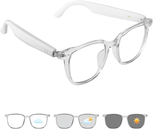 Vista 9 de Gafas Inteligentes Bluetooth para Mujeres, Gafas de Traducción AI Compatible con 165+ Idiomas, Micrófono y Altavoces Integrados, Lentes que Cambian
