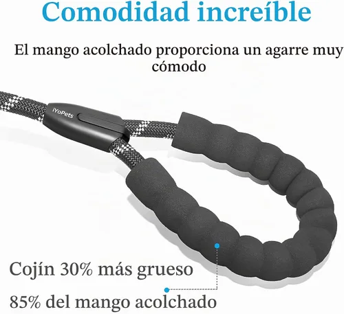 Vista 3 de Correa doble para perro con dos asas de tráfico adicionales, 18 ~