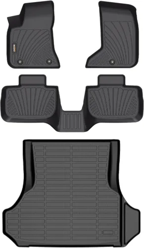 Vista 45 de Alfombrillas para todo tipo de clima y forro de carga para Volkswagen Atlas 2018-2026 (asientos de 6 pasajeros), juego completo de 3 filas