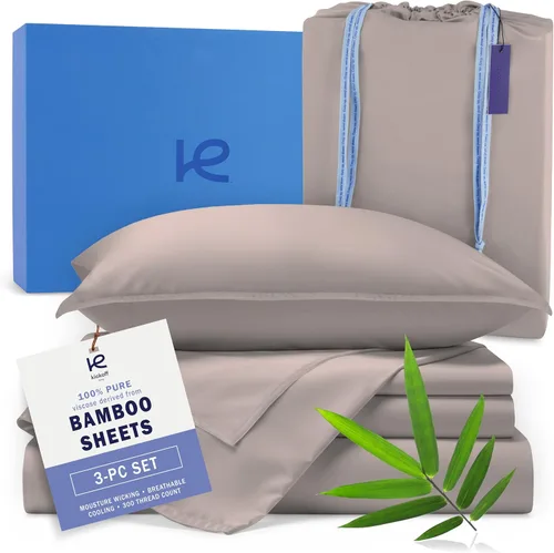 Vista 40 de Kickoff - Juego de sábanas de bambú de viscosa de tamaño individual, 3 piezas, 100% viscosa de bambú orgánico, juego de sábanas refrescantes