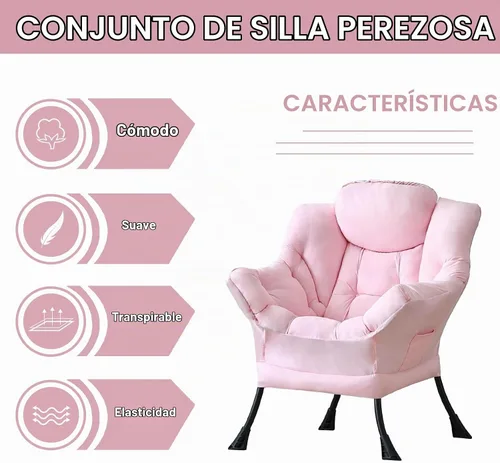 Vista 5 de LITA Lazy Chair, cómoda silla de lectura con acento Rosa bebé