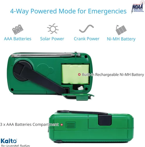 Vista 4 de Mejor NOAA Portátil Solar/Manivela de mano AM/FM, onda corta y NOAA Radio de emergencia meteorológica con cargador de teléfono celular USB