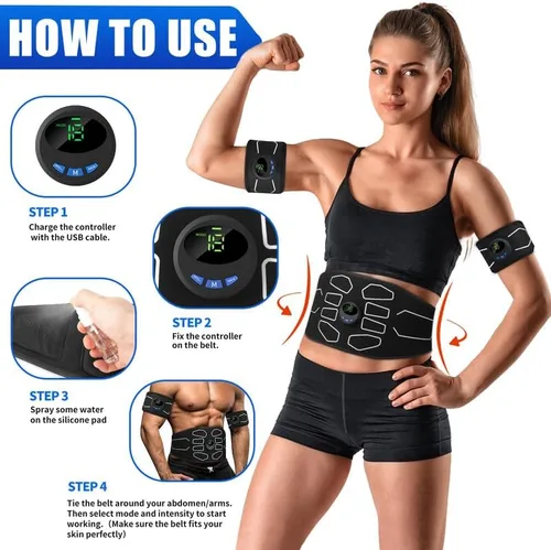 Vista 4 de MarCoolTrip MZ Estimulador Muscular Electrónico, Estimulador de Abdominales Tonificador Muscular, Entrenador de Máquina Abdominal para Todo