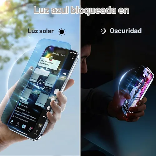 Vista 4 de Fotbor [Paquete de 3 + 3 protectores de pantalla para iPhone Air, antiluz azul, [protección ocular] 9H+ vidrio templado con protector de lente