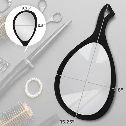 Vista 5 de Zadro Espejo de mano grande con asa, espejos de salón para estilistas, espejo de mano grande para maquillaje, para colgar en la pared